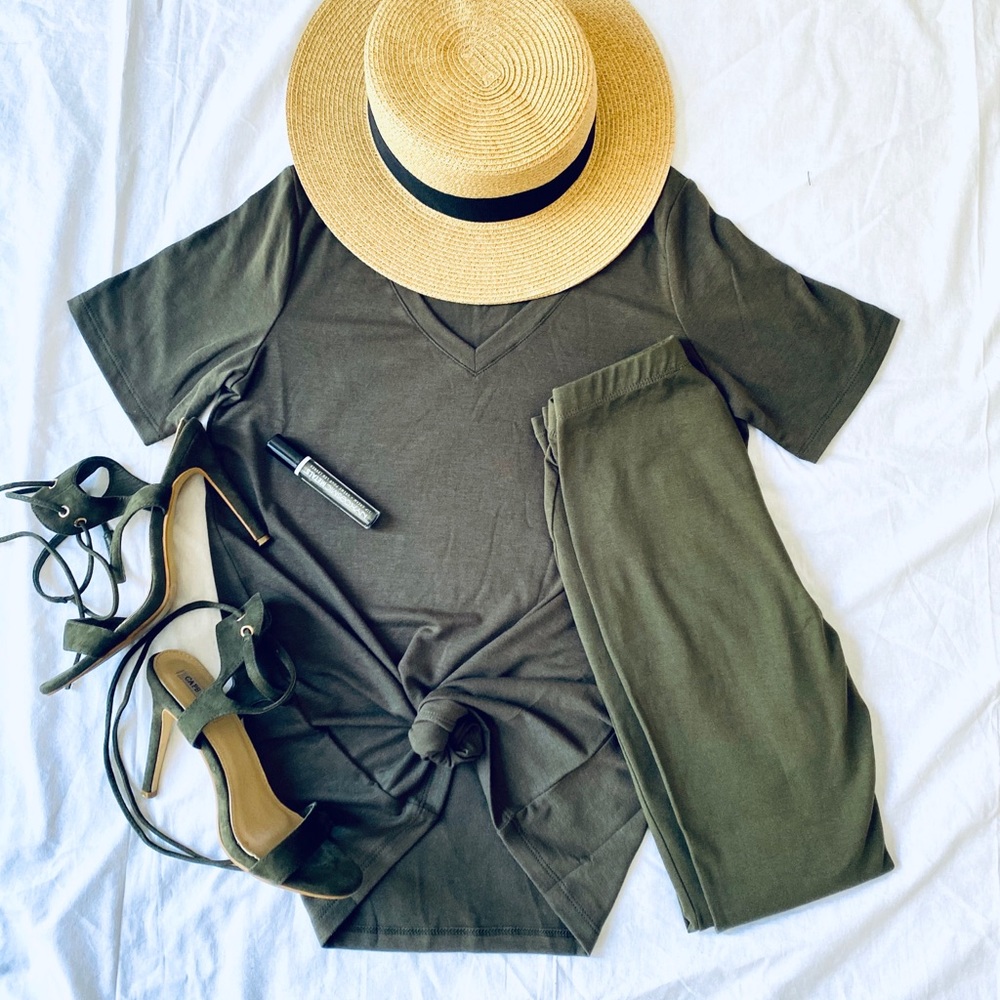 Nicole T-Shirt and Leggings Matching Set Olive